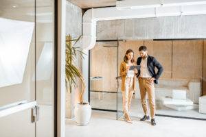 Accounting professionals in hallway